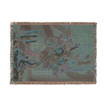 Load image into Gallery viewer, Coastal Charm Floral Woven Blanket — Tapestry Throw with Roses &amp; Candles
